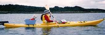 Jackie and Mollie in Kayak